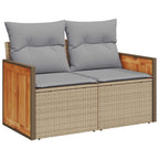 Gartensofa-set mit Kissen 13 pcs Beige und Hellgrau