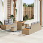 Gartensofa-set mit Kissen 8 pcs Beige und Hellgrau