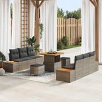 Gartensofa-set mit Kissen 9 pcs Grau