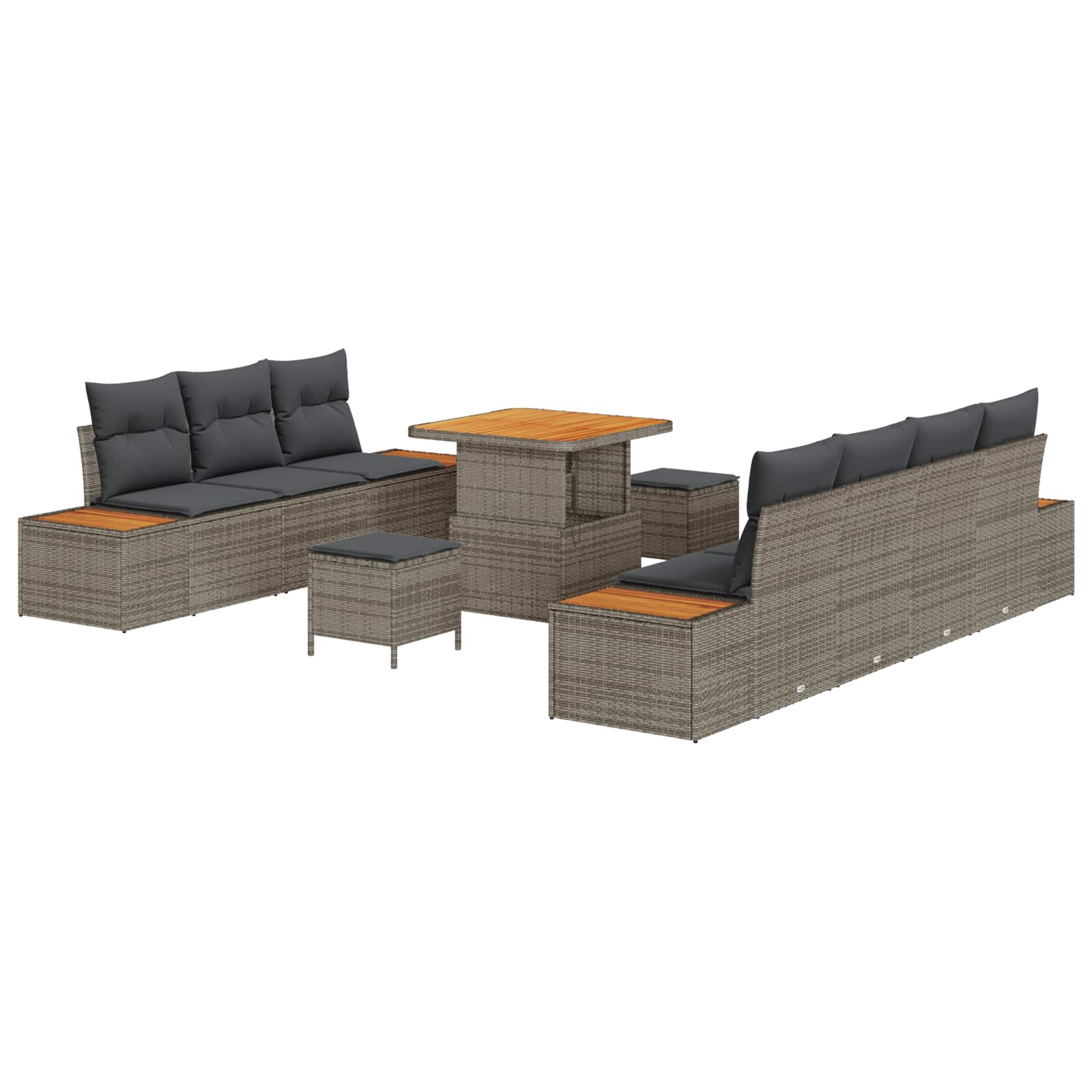 Gartensofa-set mit Kissen 10 pcs Grau
