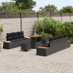 Gartensofa-set mit Kissen 10 pcs Schwarz