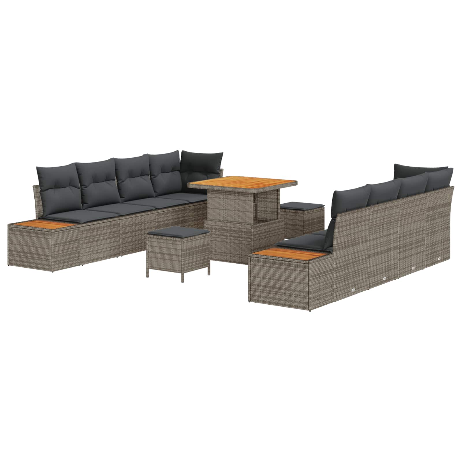Gartensofa-set mit Kissen 11 pcs Grau
