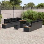 Gartensofa-set mit Kissen 11 pcs Schwarz