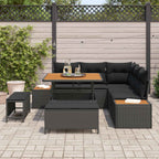 Gartensofa-set mit Kissen 8 pcs Schwarz