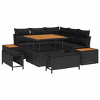 Gartensofa-set mit Kissen 8 pcs Schwarz