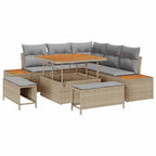 Gartensofa-set mit Kissen 8 pcs Beige und Hellgrau