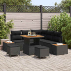 Gartensofa-set mit Kissen 8 pcs Schwarz