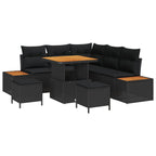 Gartensofa-set mit Kissen 8 pcs Schwarz