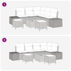 Gartensofa-set mit Kissen 8 pcs Schwarz