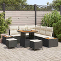 Gartensofa-set mit Kissen 8 pcs Schwarz und Creme