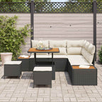 Gartensofa-set mit Kissen 8 pcs Schwarz und Creme
