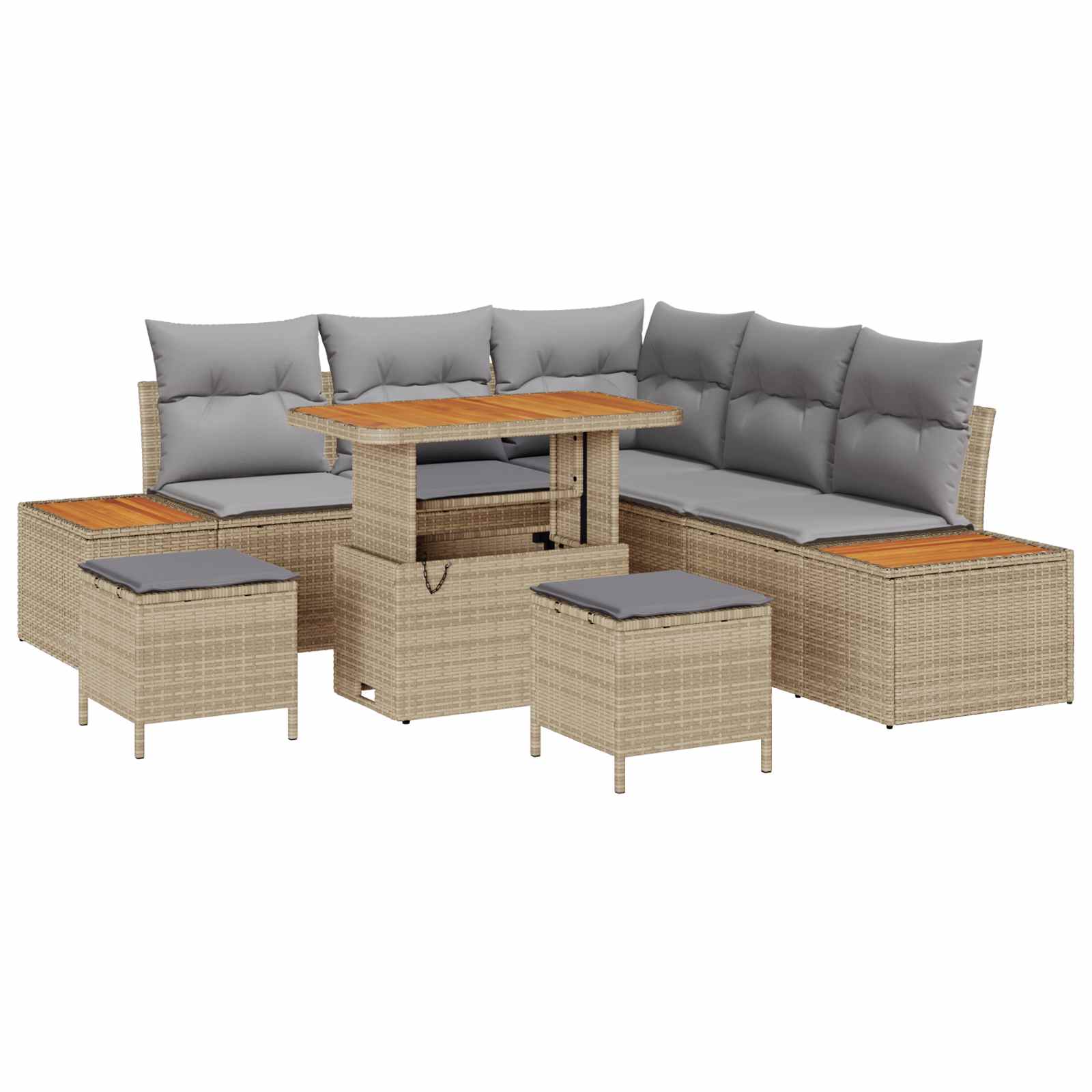 Gartensofa-set mit Kissen 8 pcs Beige und Hellgrau