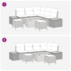 Gartensofa-set mit Kissen 8 pcs Beige und Hellgrau