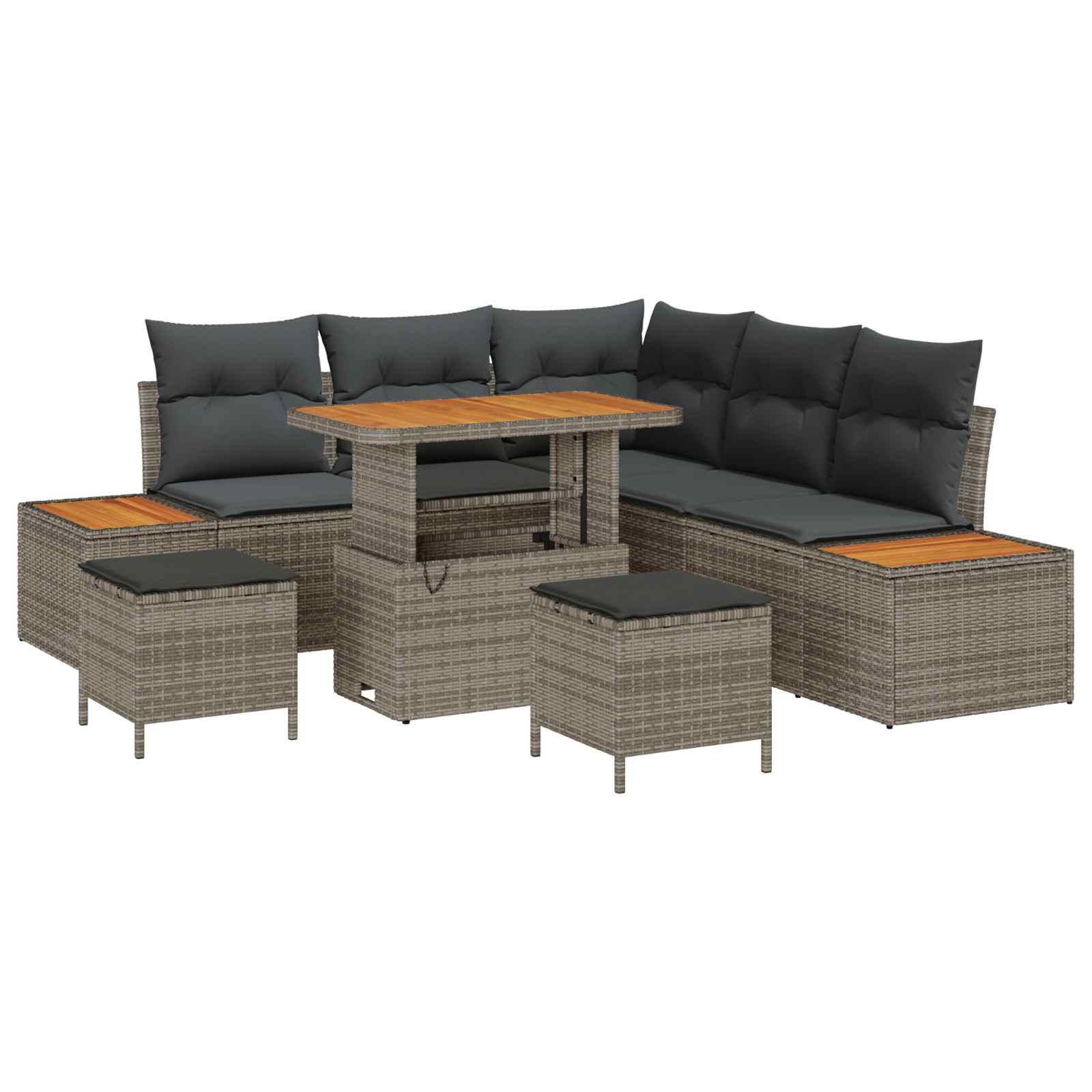 Gartensofa-set mit Kissen 8 pcs Grau