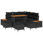 Gartensofa-set mit Kissen 9 pcs Schwarz