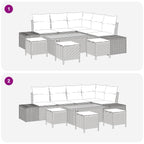 Gartensofa-set mit Kissen 9 pcs Schwarz