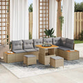 Gartensofa-set mit Kissen 9 pcs Beige und Hellgrau