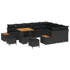 Gartensofa-set mit Kissen 12 pcs Schwarz