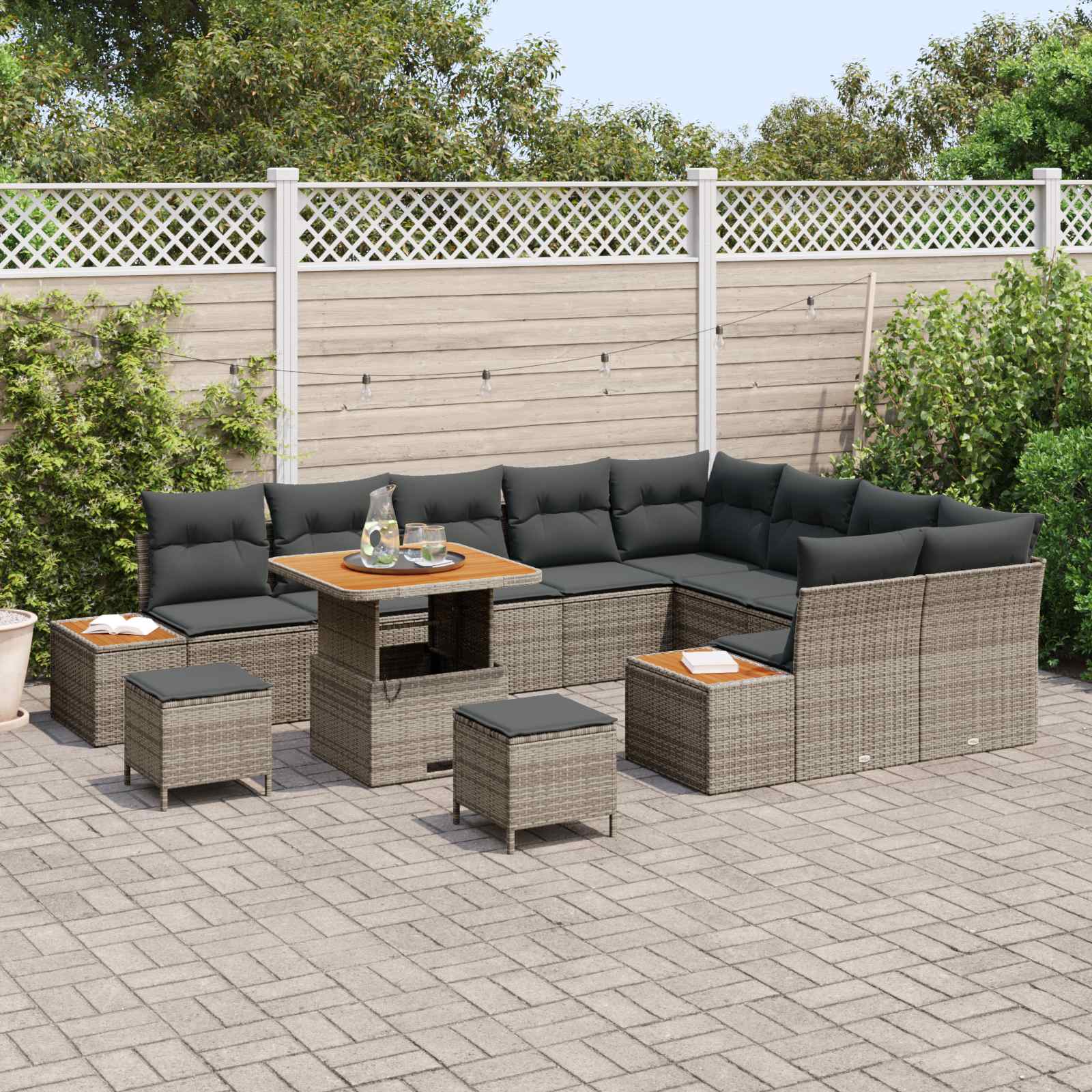 Gartensofa-set mit Kissen 12 pcs Grau