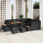 Gartensofa-set mit Kissen 13 pcs Schwarz