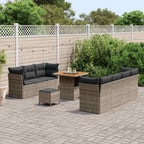 Gartensofa-set mit Kissen 10 pcs Grau Poly-Rattan