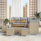 Garten-Sofa-Set mit Kissen 9 pcs Beige und Hellgrau