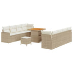 Gartensofa-set mit Kissen 12 pcs Beige und Creme Poly-Rattan