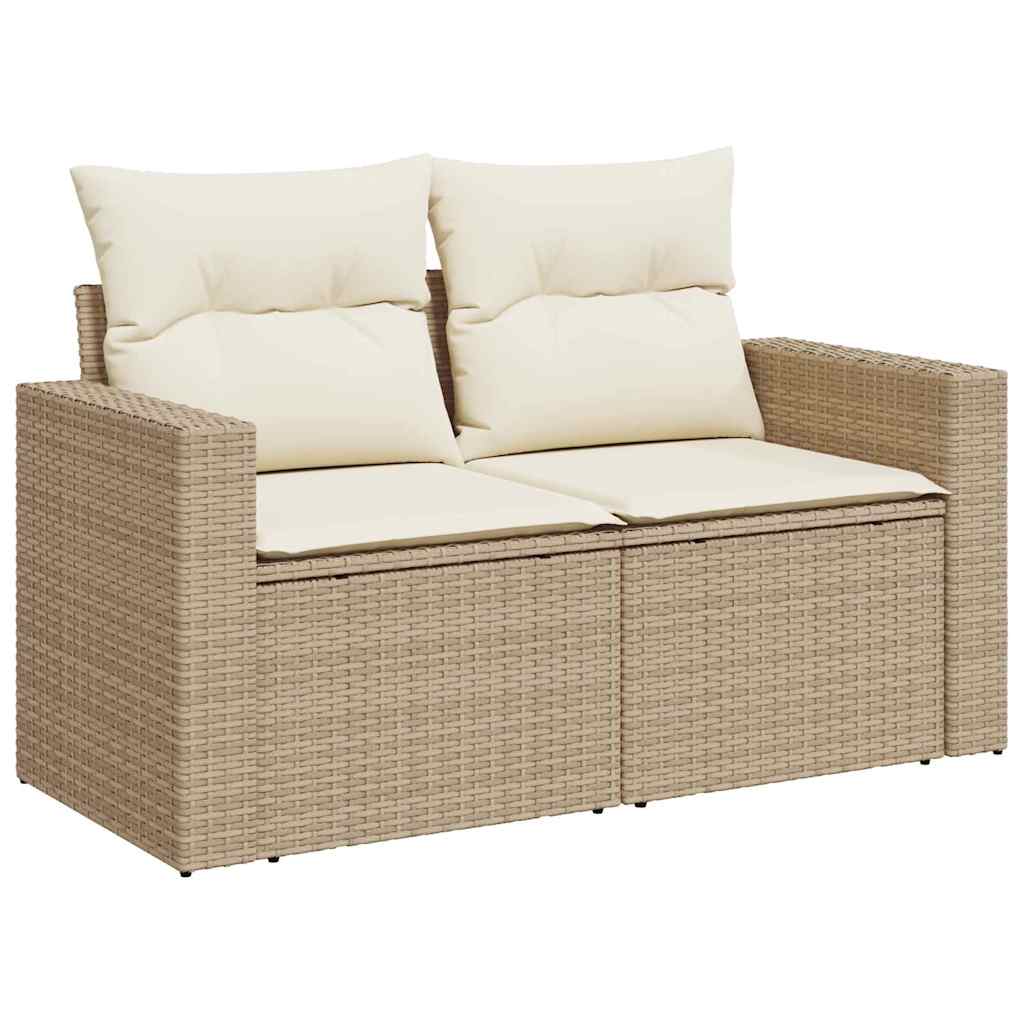 Gartensofa-set mit Kissen 12 pcs Beige und Creme Poly-Rattan