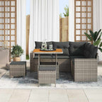 Gartensofa-set mit Kissen 9 pcs Grau Poly-Rattan