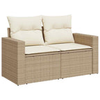 Gartensofa-set mit Kissen 12 pcs Beige und Creme Poly-Rattan