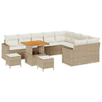Gartensofa-set mit Kissen 13 pcs Beige und Creme Poly-Rattan