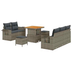 Gartensofa-set mit Kissen 10 pcs Grau Poly-Rattan