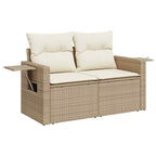 Garten-Sofa-Set mit Kissen mit Speicher 9 pcs Beige und Creme