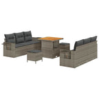 Garten-Sofa-Set mit Kissen mit Speicher 9 pcs Grau
