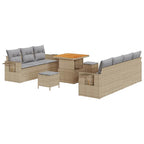 Garten-Sofa-Set mit Kissen 10 pcs Beige und Hellgrau