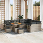 Gartensofa-set mit Kissen 12 pcs Grau Poly-Rattan