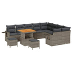 Gartensofa-set mit Kissen 12 pcs Grau Poly-Rattan