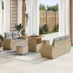 Gartensofa-set mit Kissen 8 pcs Beige und Hellgrau Poly-Rattan