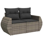 Gartensofa-set mit Kissen mit Speicher 9 pcs Grau Poly Rattan