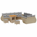 Garten-Sofa-Set mit Kissen mit Kissen 13 pcs Beige und Hellgrau