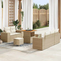 Gartensofa-set mit Kissen 8 pcs Beige und Creme Poly Rattan