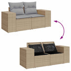 Gartensofa-set mit Kissen 8 pcs Beige und Hellgrau Poly Rattan
