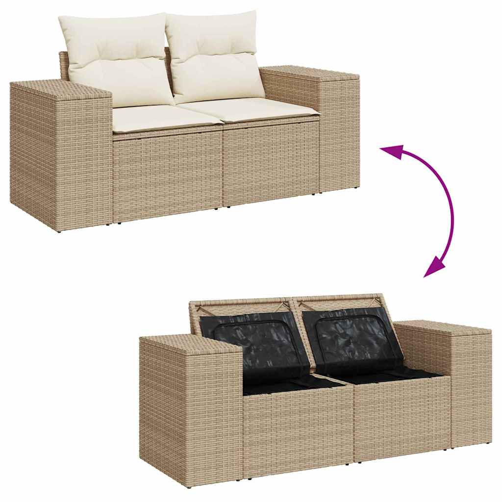 Gartensofa-set Beige und Creme 221 x 204 x 85 cm Poly Rattan