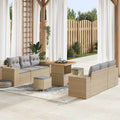 Gartensofa-set Beige und Hellgrau 221 x 204 x 85 cm Poly Rattan