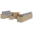 Gartensofa-set mit Kissen 10 pcs Beige und Hellgrau Poly Rattan