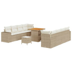 Gartensofa-set mit Kissen 11 pcs Beige und Creme Poly-Rattan
