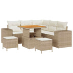 Gartensofa-set mit Kissen 8 pcs Beige und Creme Poly-Rattan