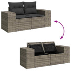 Gartensofa-set mit Kissen 13 pcs Grau Poly-Rattan