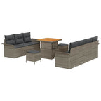 Garten-Sofa-Set mit Kissen mit Speicher mit Kissen 10 pcs Grau