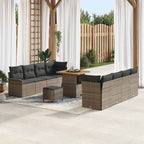 Garten-Sofa-Set mit Kissen mit Speicher 11 pcs Grau